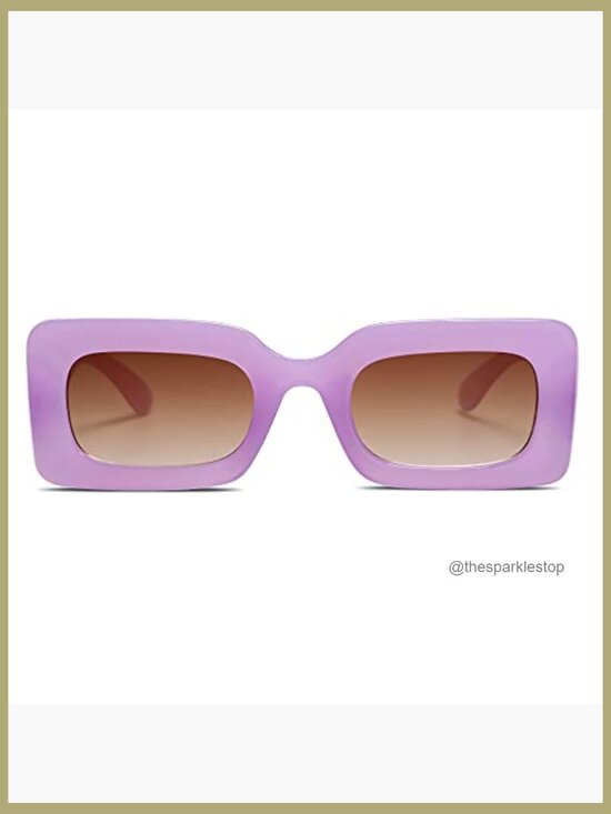 Retro Rectangle Sunglasses, Chunky Plastic Frames, UV400 Protection main image 5
